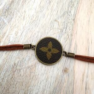 Upcycled Luxury Designer Bracelet Brown Adjustable Handmade